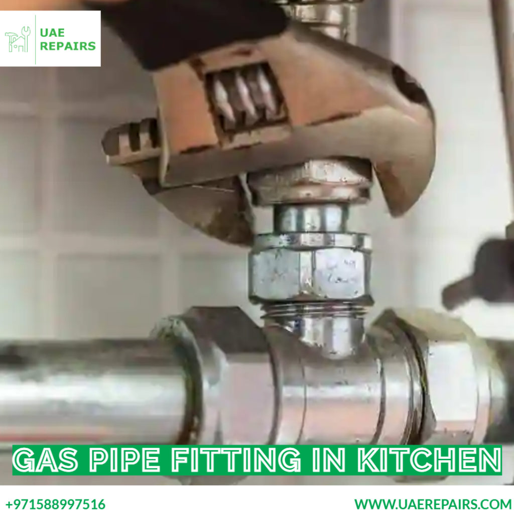 Gas pipe fitting in kitchen