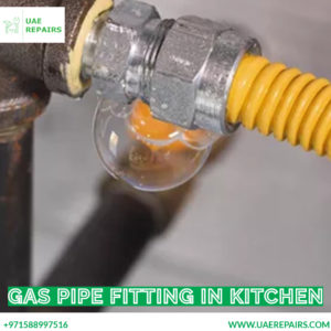 Gas pipe fitting in kitchen