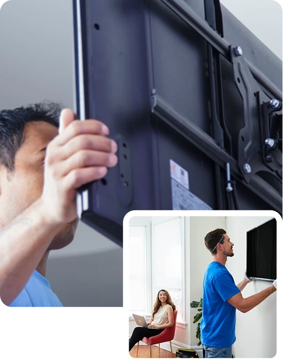 Certified technician delivering handyman services in Dubai for secure TV mounting on drywall