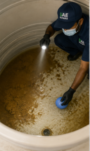 Water storage tank cleaning in a Barsha Heights building