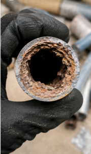 Corroded pipe removed from an older Al Barsha villa