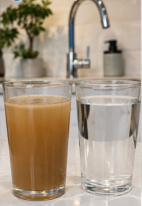 Brown discoloured tap water in an Al Barsha home