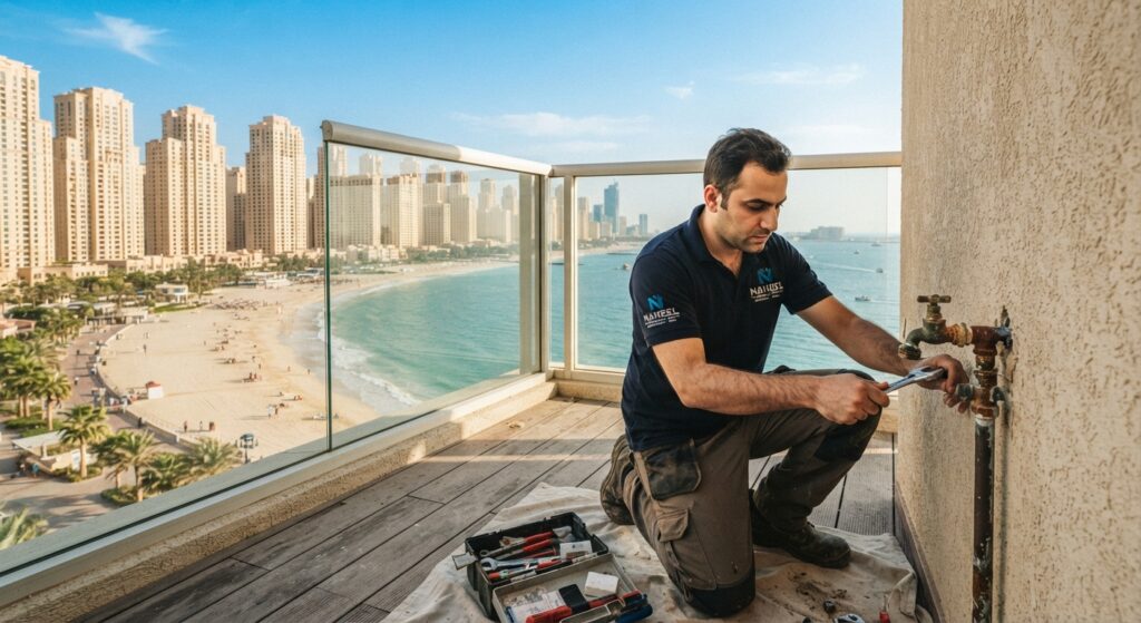 Plumber in JBR repairing a leaking sink