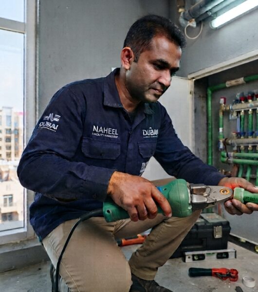 plumber in JVC repairing PPR pipe joint